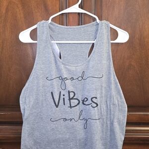 SHEIN Gray Tank Top with Positive Print